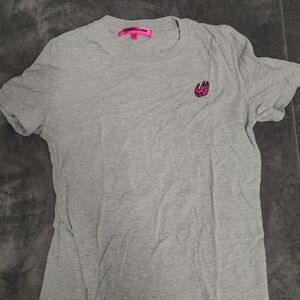 Mcq Swallow Gray T-Shirt with Pink Logo